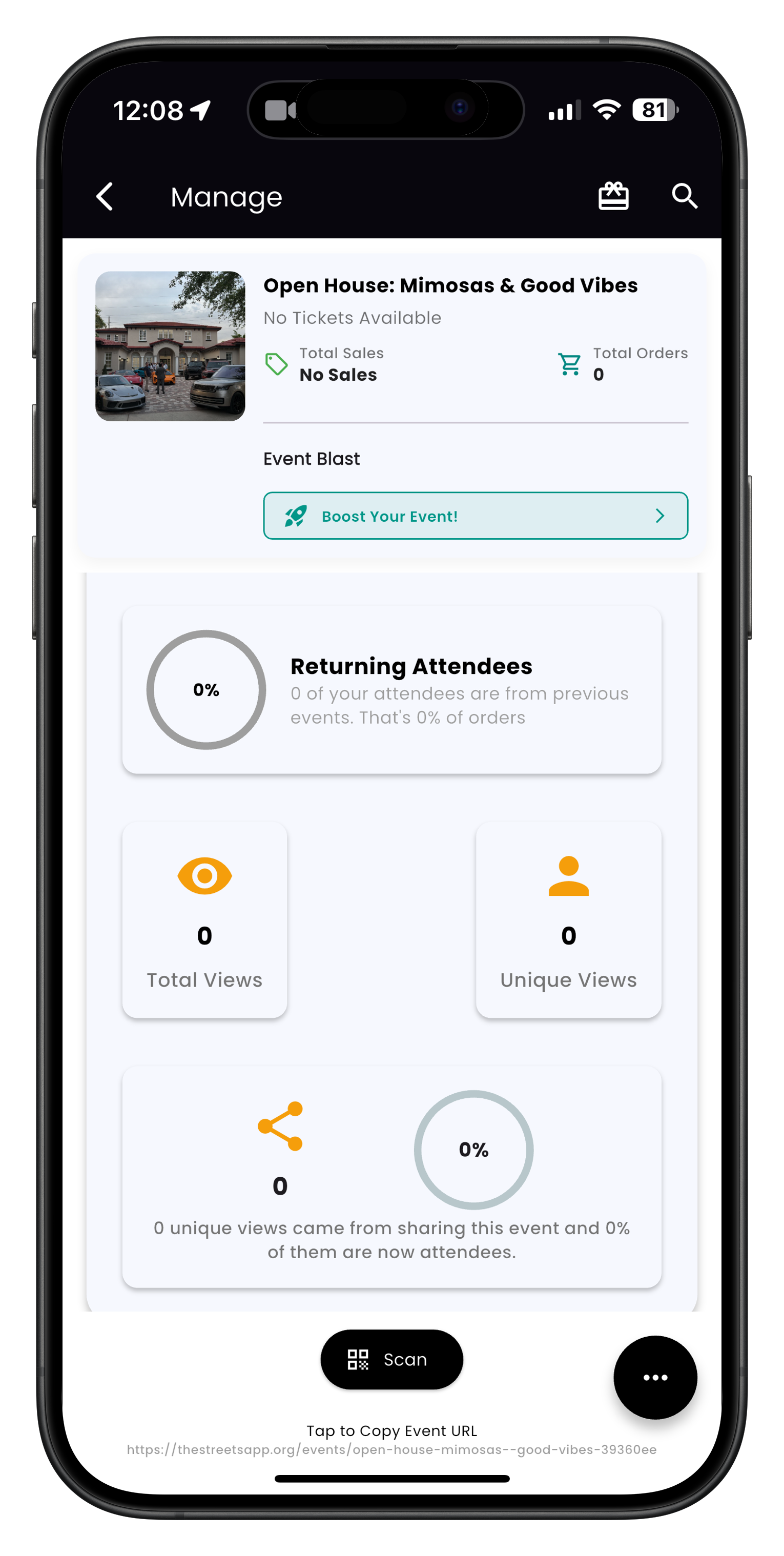 Event boost interface