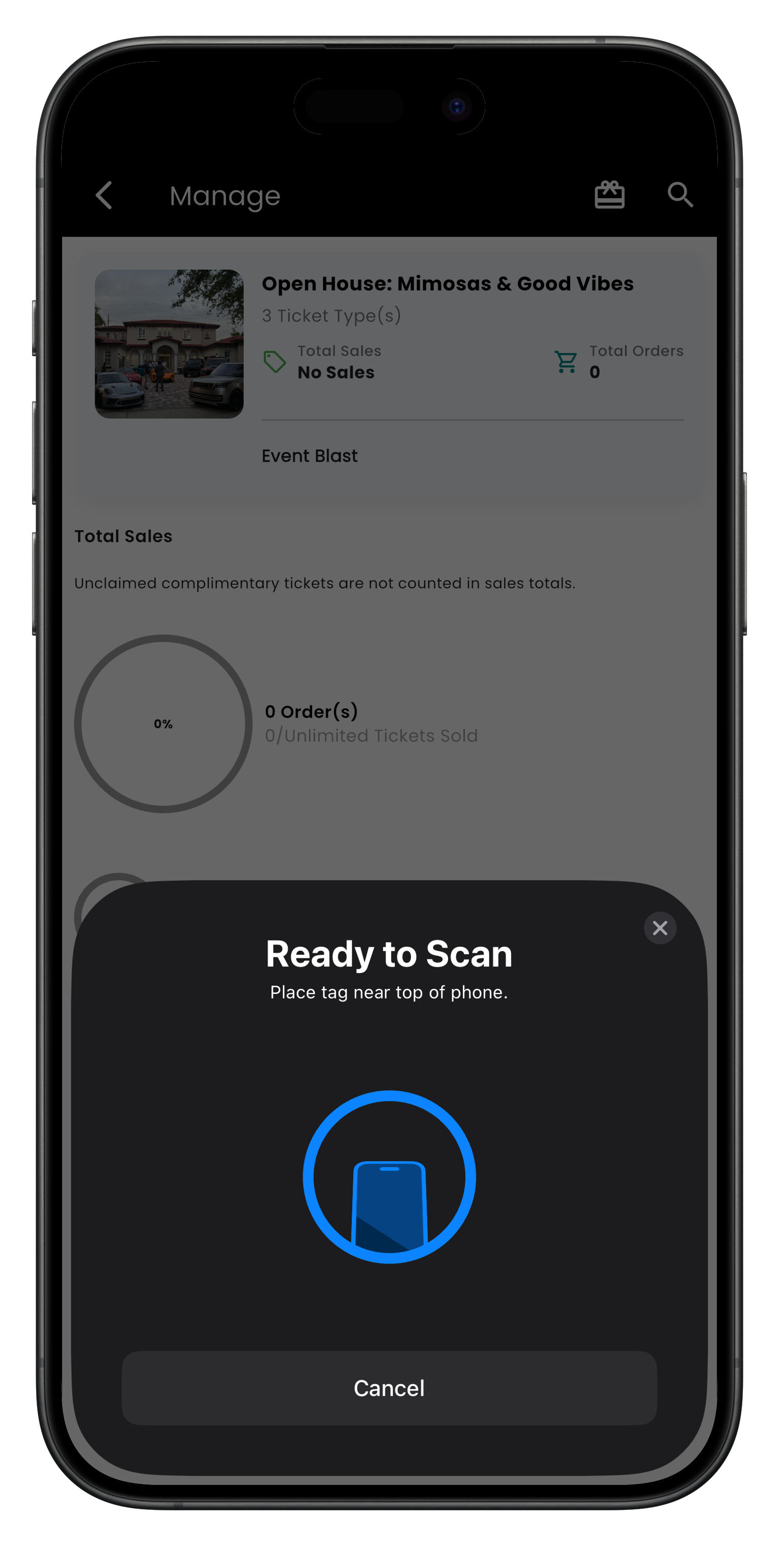 NFC check-in interface