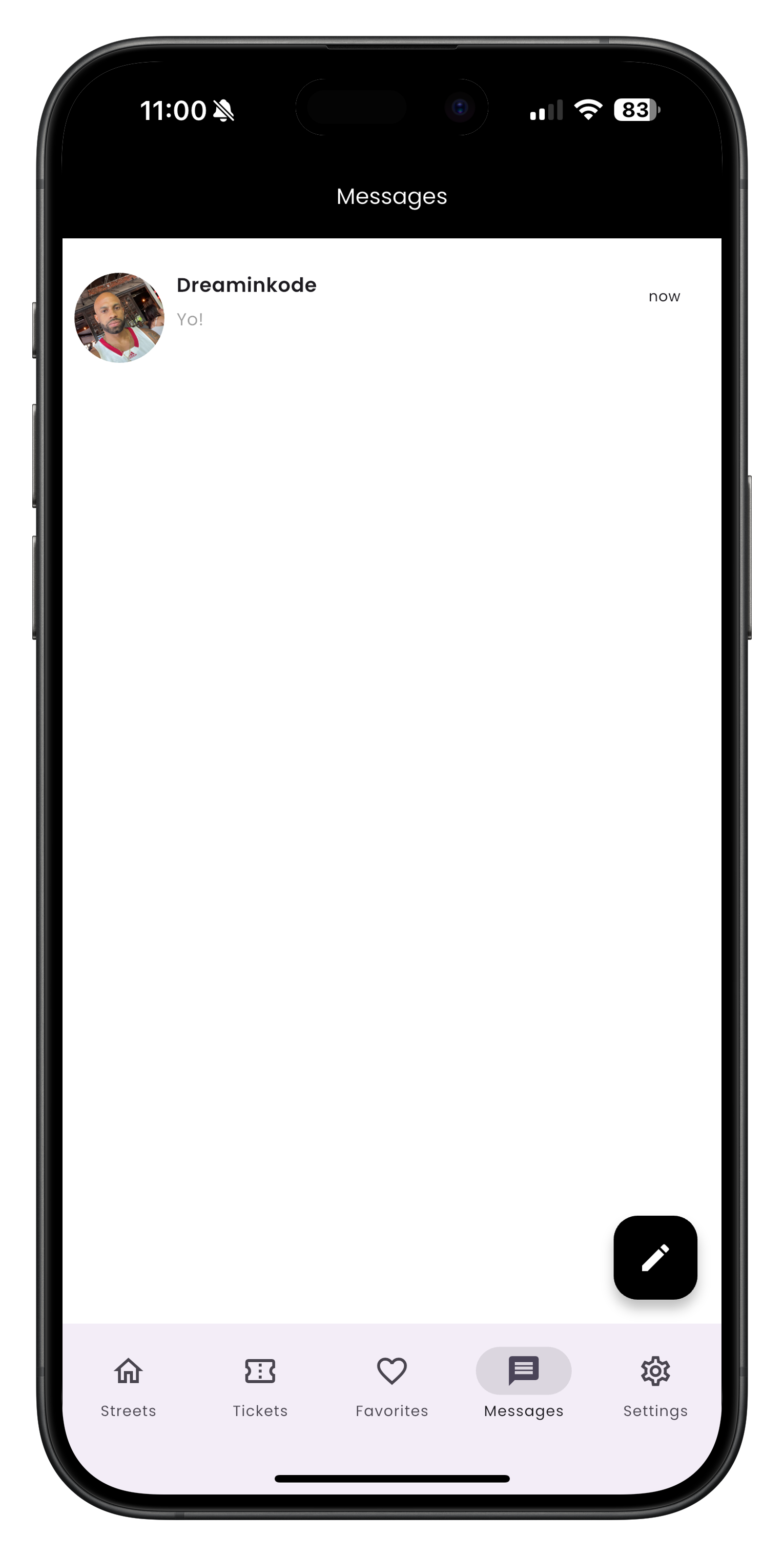 Accessing the main messages list view